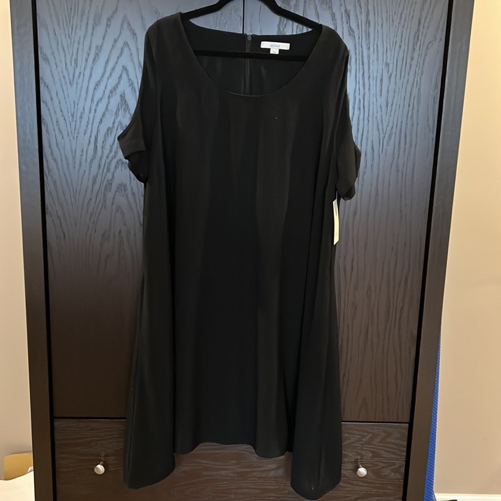 NWT Sejour black cold shoulder swing dress w/pockets PLUS SZ 16W - Picture 6 of 7